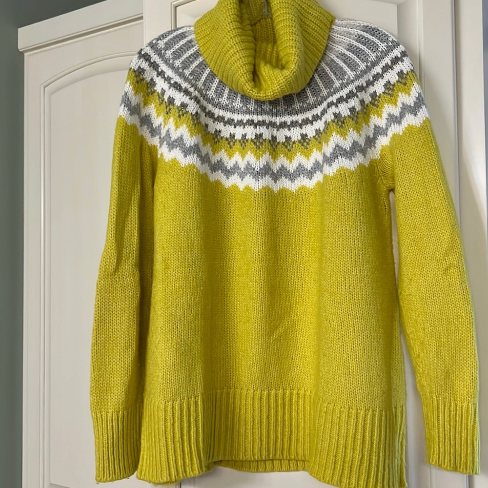 Loft fair isle cowl neck sweater.